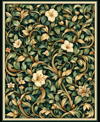 Dark Floral Vine Pattern Rug