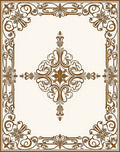 Ornate Brown Floral Medallion Pattern Rug