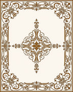Ornate Brown Floral Medallion Pattern Rug