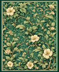 Vintage Floral Vines With Cream Flowers Rug