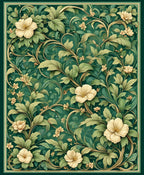 Vintage Floral Vines With Cream Flowers Rug