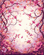 Pink Floral Branch Pattern Design Rug