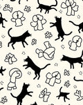 Playful Black Cats Abstract Flowers Rug