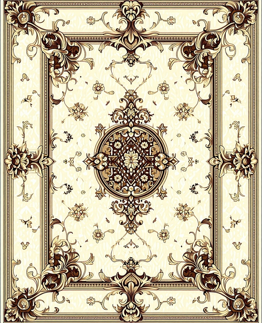 Intricate Floral and Scrollwork Design Rug