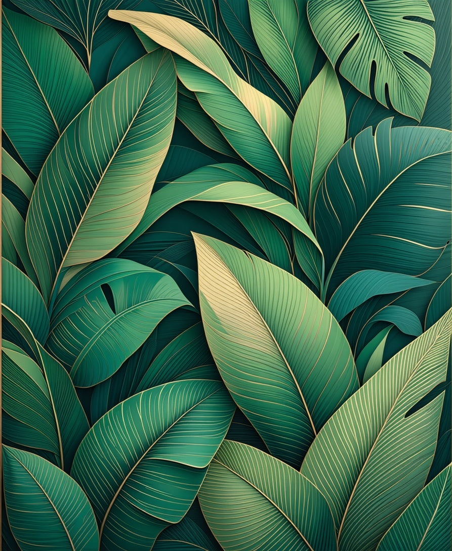 Emerald Leaf Patterned Lush Rug