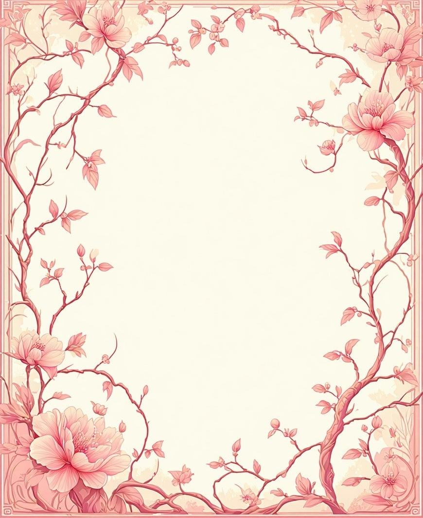 Pink Floral Branches Delightful Pattern Rug