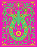 Whimsical Floral Animal Art Nouveau Rug
