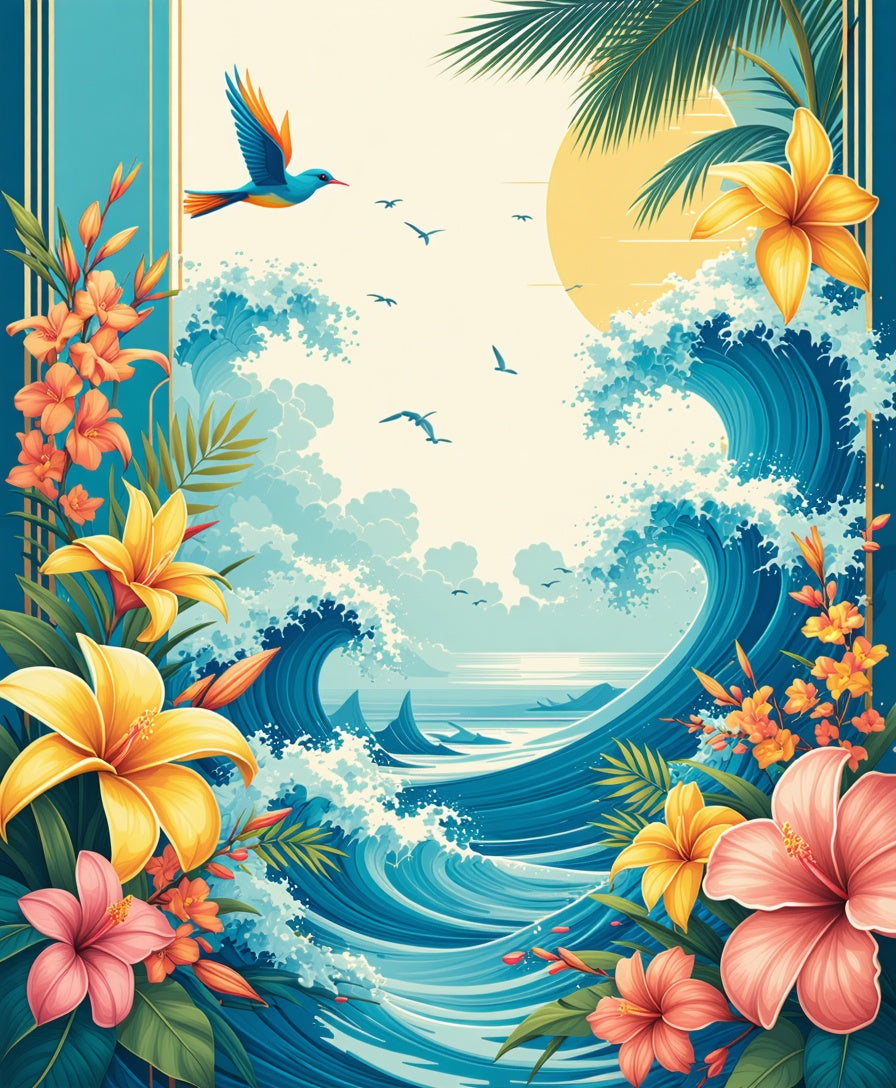 Tropical Floral Wave Paradise Rug