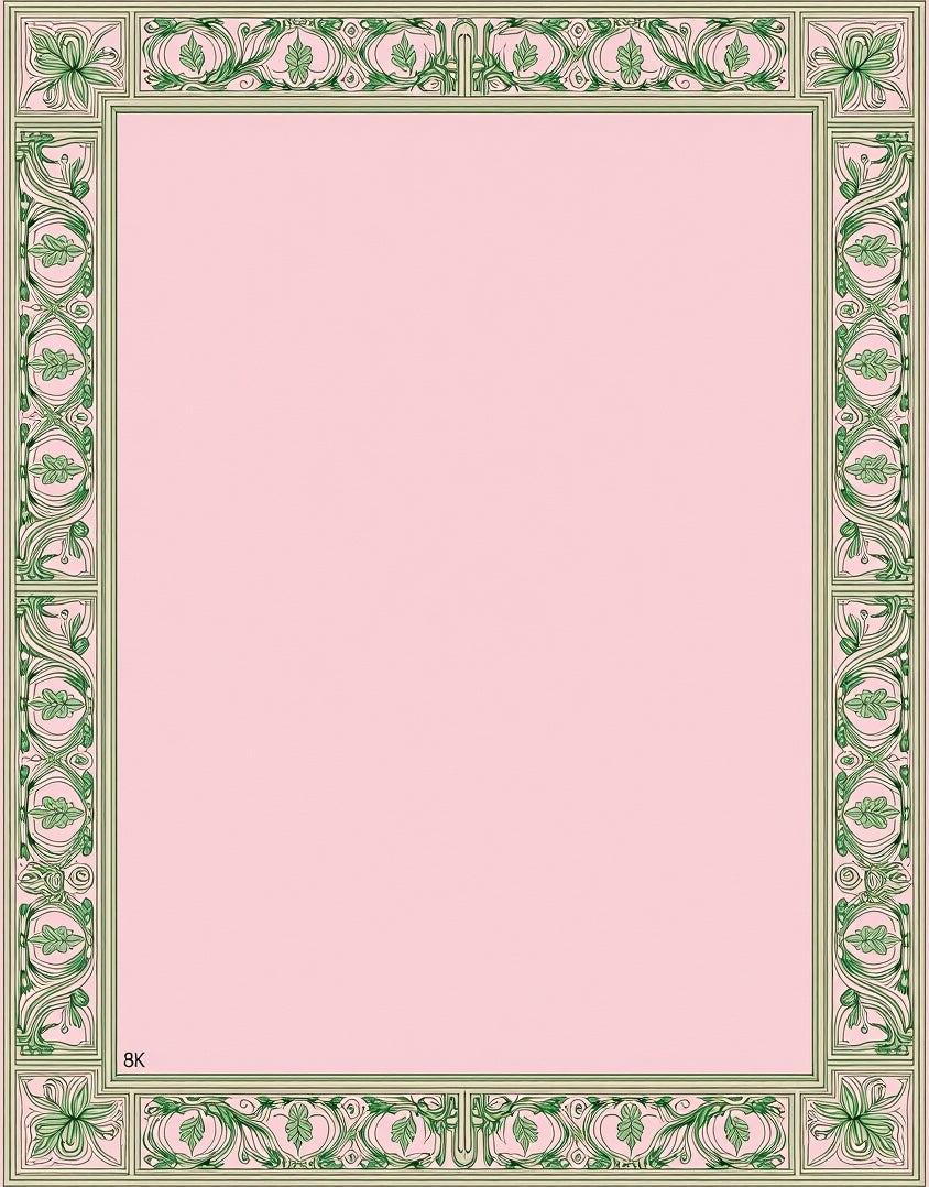 Art Nouveau Green Floral Frame Rug