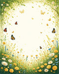 Whimsical Garden Butterflies Floral Design Rug