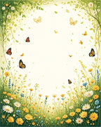 Whimsical Garden Butterflies Floral Design Rug