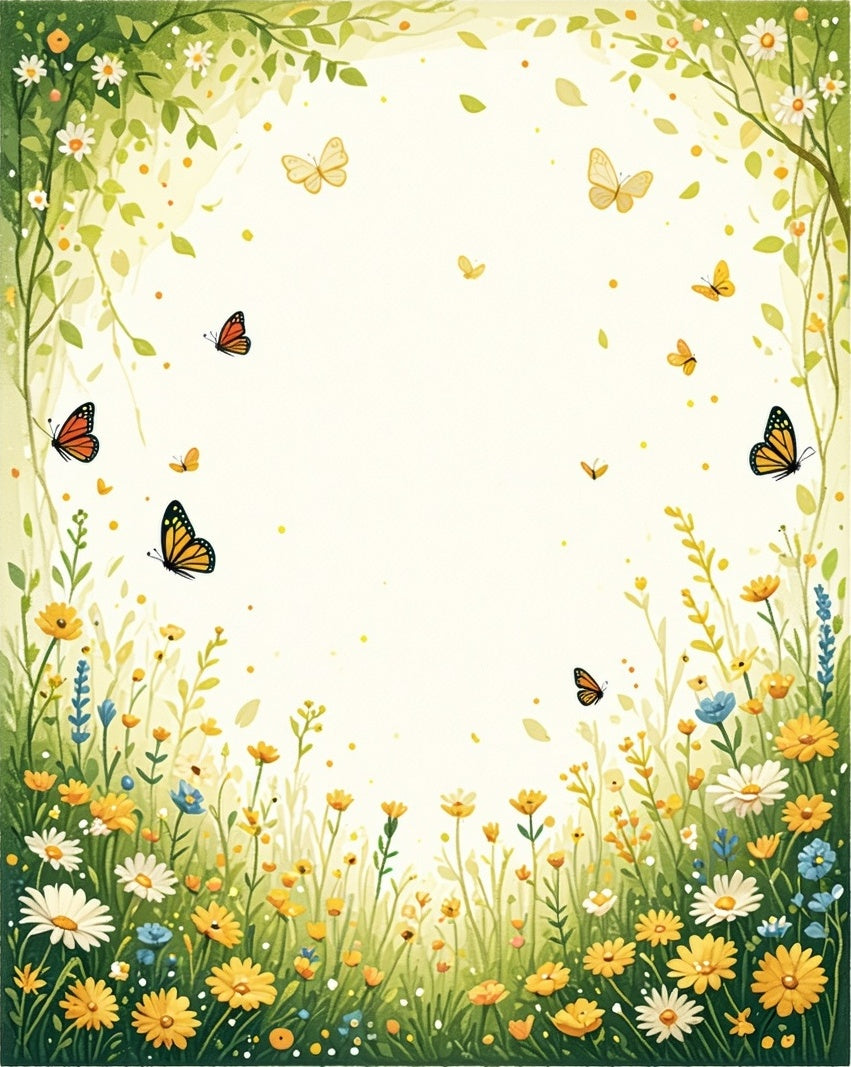 Whimsical Garden Butterflies Floral Design Rug
