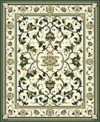Elegant Floral Scroll Medallion Pattern Rug