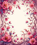 Pink Floral Swirls Botanical Pattern Rug