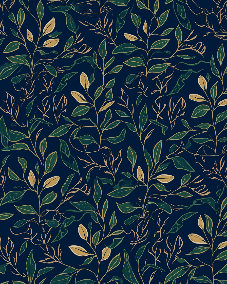 Modern Green Leafy Vine Pattern Rug