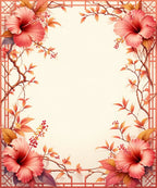 Coral Hibiscus Floral Garden Rug