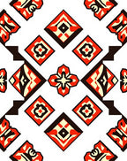 Bold Red Cream Geometric Diamond Rug