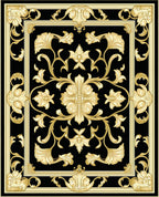 Elegant Black Gold Floral Manor Rug