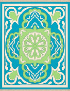 Azure Green Cream Floral Lattice Rug