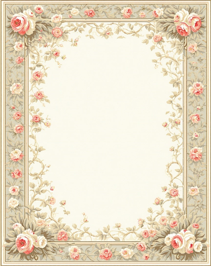Vintage Floral Border Design Rug