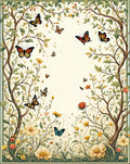 Whimsical Nature Butterfly Floral Pattern Rug