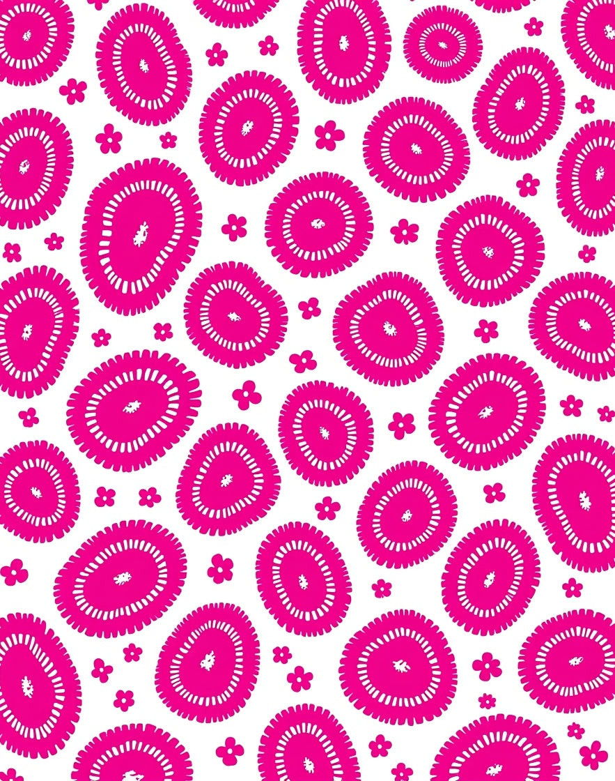 Pink Oval Flower Pattern Design Rug