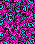 Vibrant Pink Teal Organic Forms Rug