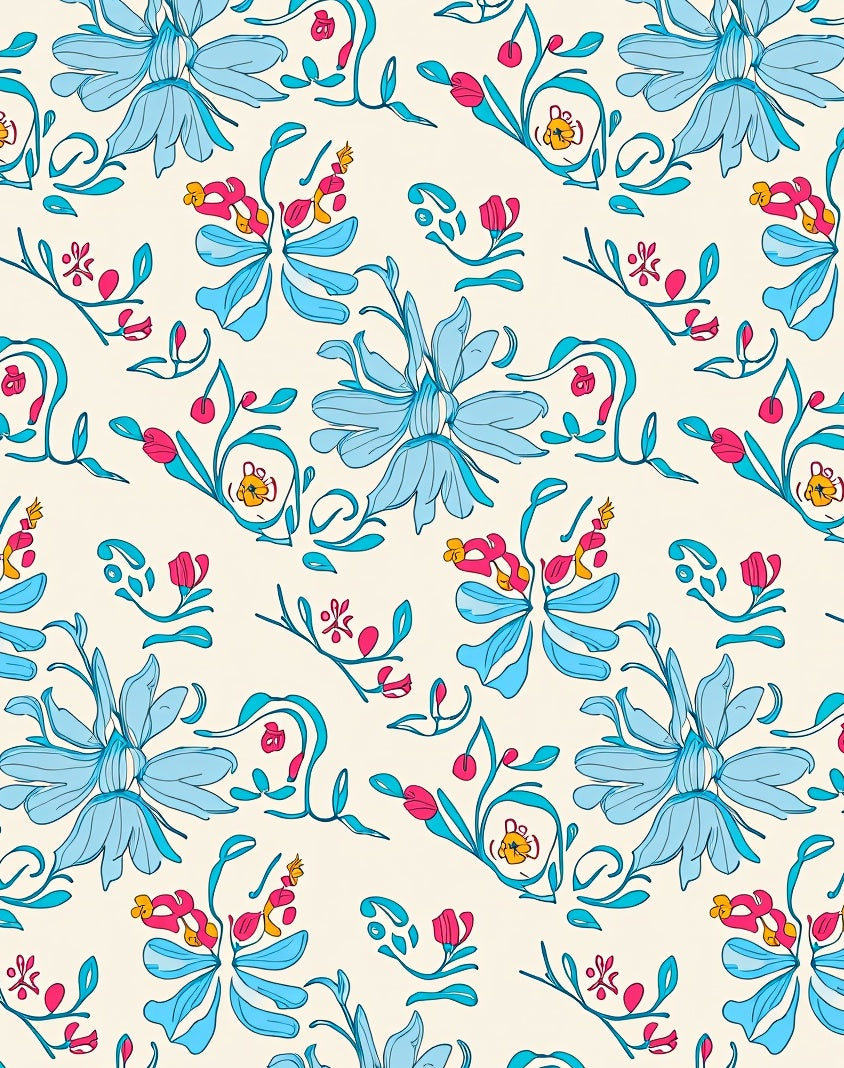 Whimsical Floral Vines Pattern Rug