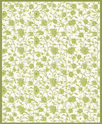 Lush Green Floral Vine Tapestry Design Rug
