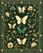 Emerald Butterfly Garden Floral Pattern Rug