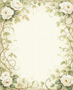 Soft White Rose Vine Pattern Rug