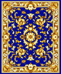 Ornate Floral Border With Royal Blue Rug