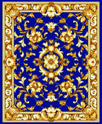 Ornate Floral Border With Royal Blue Rug