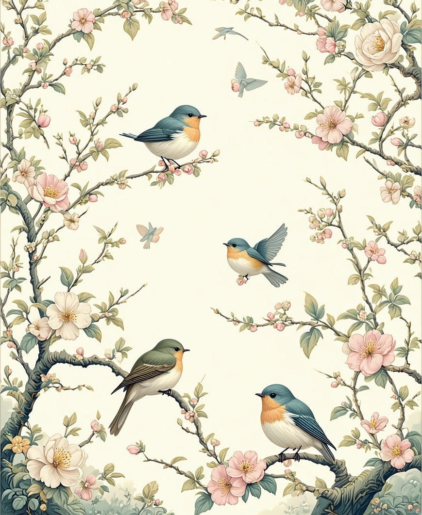 Chinoiserie Birds and Blossoms Pattern Rug