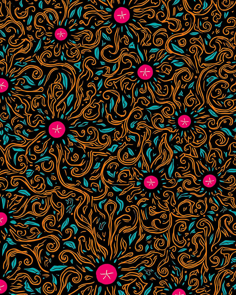 Whimsical Floral Swirls Pattern Rug