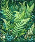 Lush Ferns Wildflowers Verdant Pattern Rug