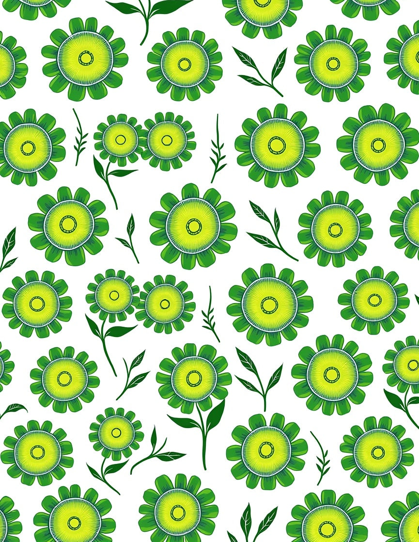 Green Floral Pattern Textile Design Rug