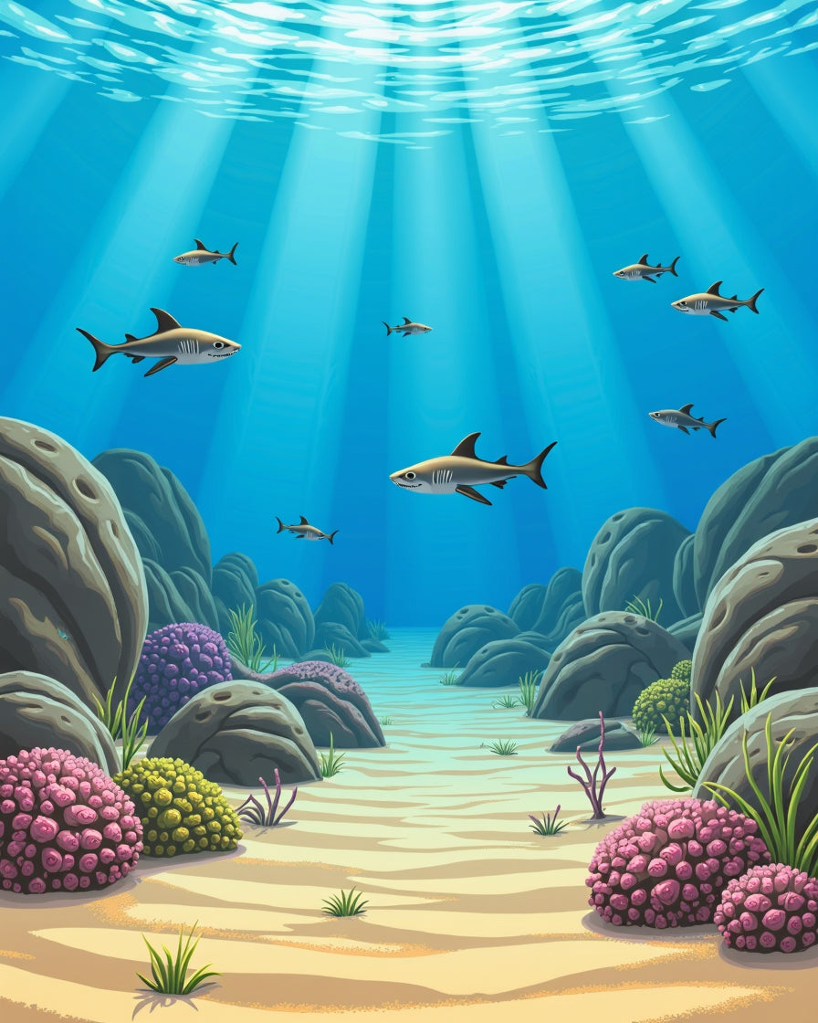 Sharks Coral Reef Undersea Design Rug