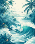 Tropical Coastal Wave Art Rug