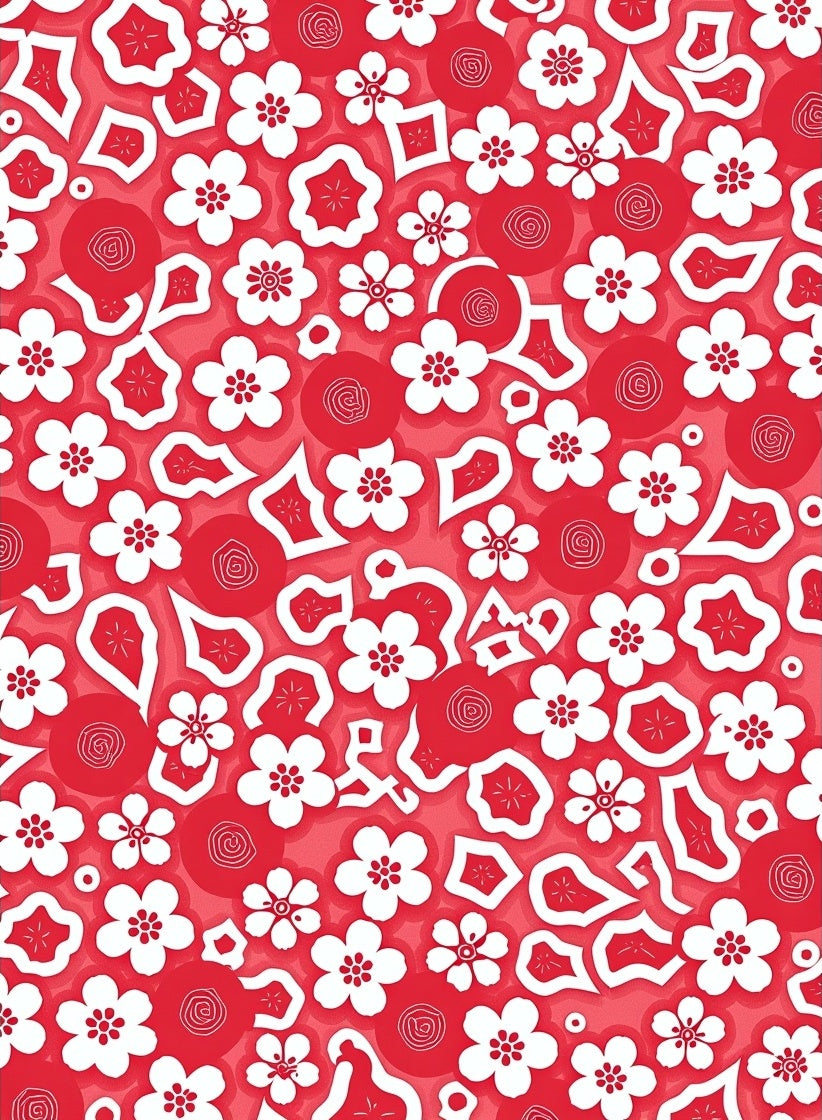 Crimson White Floral Medley Rug