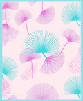 Fan Leaf Motif Tropical Pattern Rug