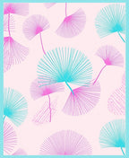 Fan Leaf Motif Tropical Pattern Rug