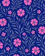 Pink Floral Vine Pattern Rug