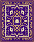 Ornate Floral Symmetry Gold Blue Rug
