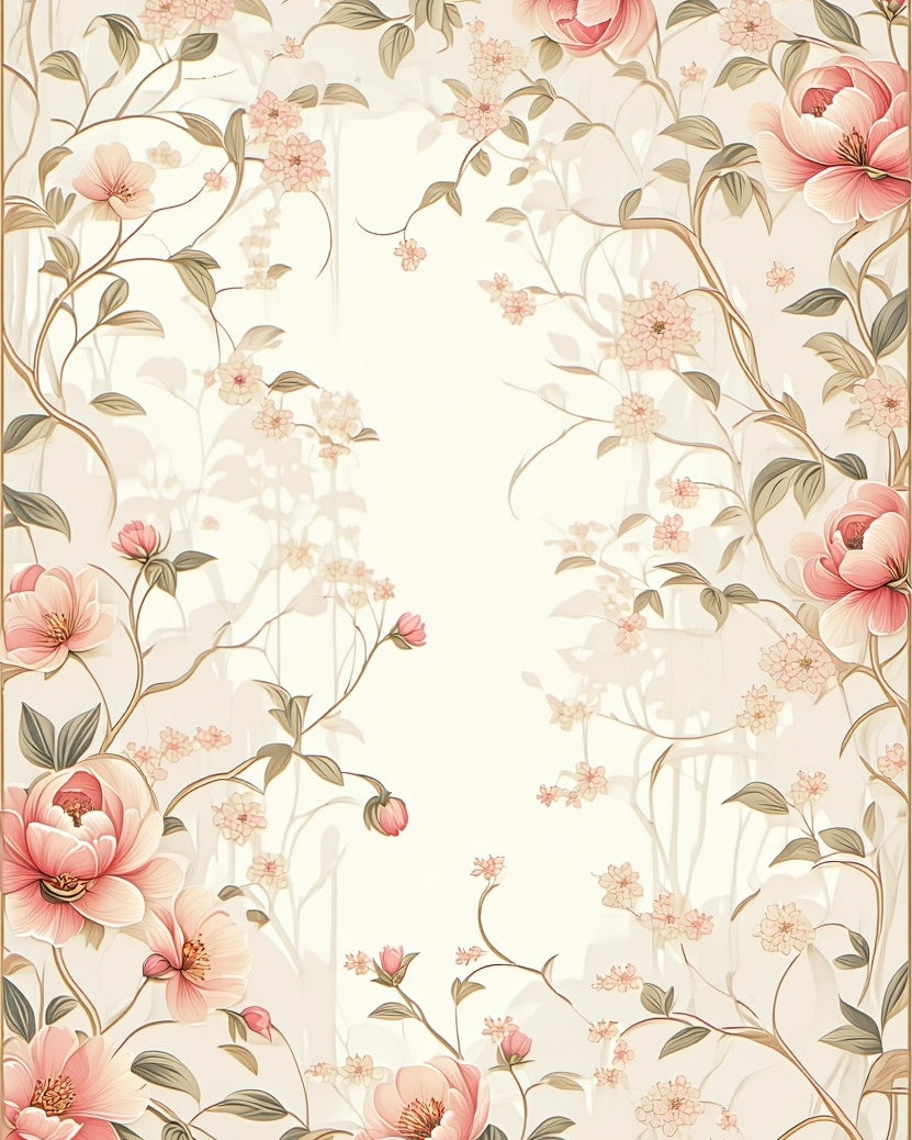 Pastel Floral Vine Pattern Rug