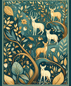Woodland Creatures Foliage Pattern Rug