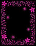 Vibrant Pink Floral Border Vines Rug