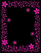 Vibrant Pink Floral Border Vines Rug