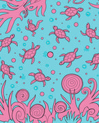 Whimsical Pink Sea Turtle Pattern Rug