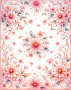 Delicate Pink Floral Swirl Pattern Rug